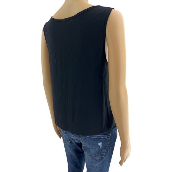 Lush MEDIUM Black Sheer Industrial Sleeveless Bronze Metal Statement Top Blouse - Picture 4 of 5